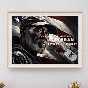 Retired Black Military Veteran Wall Art Black History Month, Afrocentric Wall Art African American Prints Gift for Retiree Digital Download