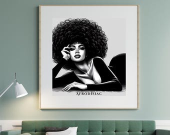 Afrodisiac | Afrocentric Wanddruck für schwarze Geschichte Monat | Afroamerikanische Kunst | Schwarze Frau Kunst | Schwarze Kunst |  Digitaler Download