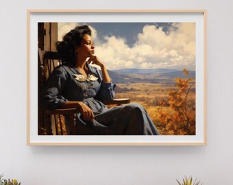 40 Acres | Black Woman Art Black History Month Afrocentric Wall Print African American Art Housewarming Gift Digital Download