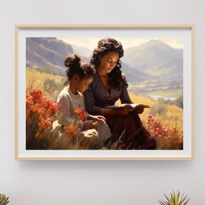 Prairie Prayers, Black Family Art Black History Month Afrocentric Wall Print Housewarming Gift Digital Download