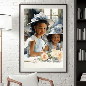 Future Tea Ladies | High Tea | Black Girl Art | Vintage Tea | Vintage Victorian Art | Housewarming Gift | Home Decor | Digital Download