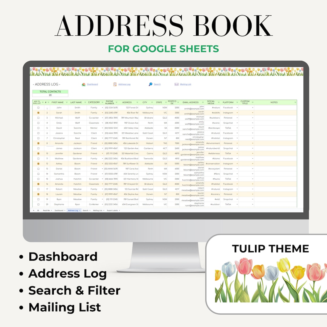 Google Sheets Address Book, Contact List Template for Google Sheets Google Sheets Address Book, Contact List Template for Google Sheets