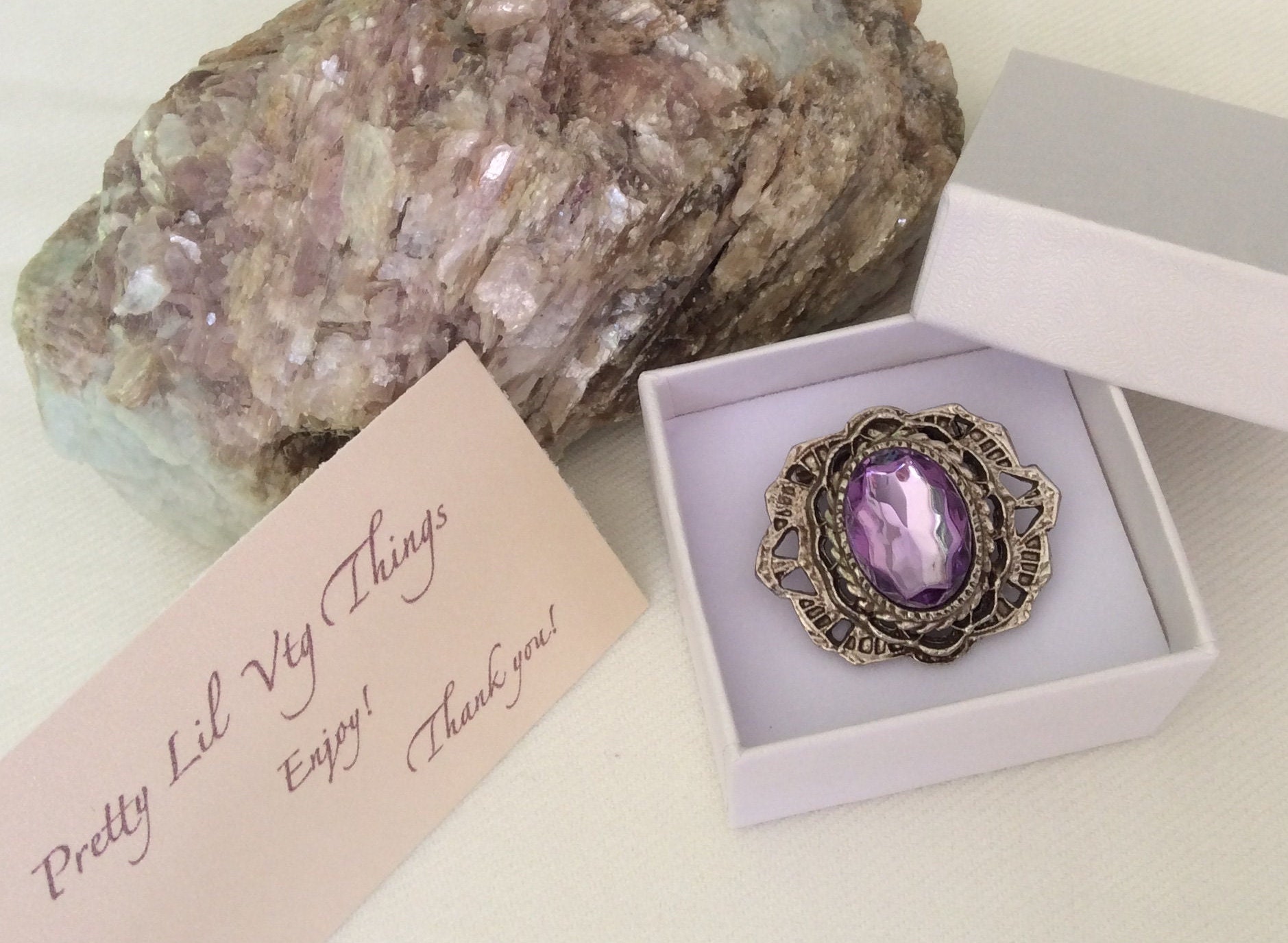 Beryl Lane - Antique Edwardian 9ct Rose Gold Purple Paste