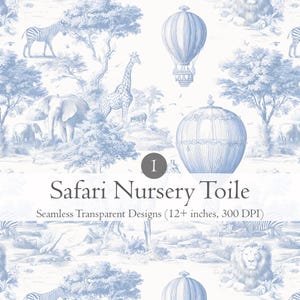 Papel pintado Safari Nursery Toile de Jouy, estampado selvático azul y rosa, estilo chinoiserie, ideal para baby shower, estilo victoriano vintage, tela, diseño sin costuras