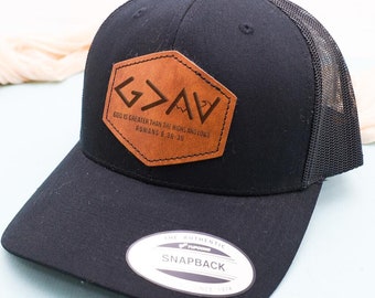 Jesus Hat,God is Greater Than The Highs and Lows Hat,Follower of Christ Hat,Custom Leather Hat,God Hat,Custom Hat for Dad,Praise God Hat