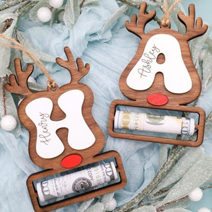 Reindeer Ornament, Money Holder Ornament, Custom Christmas Cash Holder, Gift for Kids, Festive Decor, Stocking Stuffer, Holiday Keepsake