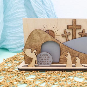Empty Tomb Christian Decor, Resurrection Cross, Wooden Easter Decor, He is Risen Christ Scene, Christian Gifts, Easter Gifts, Handmade Decor