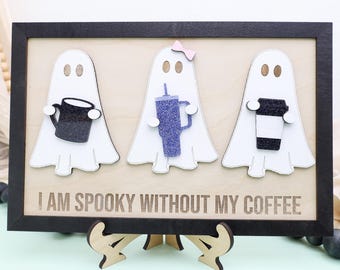 Halloween Coffee Bar Sign – Wooden Ghost Sign