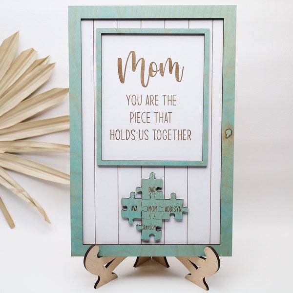 Personalized Mom-Family Puzzle Frame, Piece that holds us together, Mother’s Day Puzzle Sign, Mother's day gift, Gift for her, Gift for mom