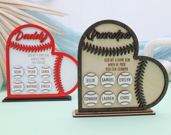 Baseball Dad Gift, God Hit a Homerun When He Made You My Dad, Personalized Gift for Dad, Dad Desk Decor, Father's Day Gift, Gift from Kids