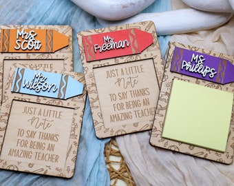 Custom Sticky Note Holder, Personalized Teacher Gift, Teacher Appreciation Gift, End of Year Gift, Gift from Student, Sticky Notes Holder