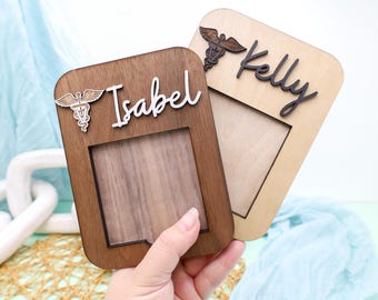 Personalized Wooden Sticky Note Holder, Custom Medical Gift, Caduceus Symbol Desk Accessory, Vet Student Gift, Custom Vet Appreciation Gift