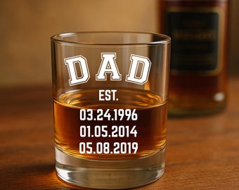 Whiskey Glass for Dad,Fathers Day Gift,Gift for Him,Custom Dad Gift,Gift from Kids,Best Dad Whiskey Glass,Custom Gift for Him