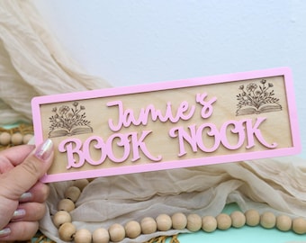 Personalized Book Nook Sign - Custom Reading Corner Decor For Home Libraries, Unique Gifts For Readers, Custom Cozy Book Lovers’ Space Decor