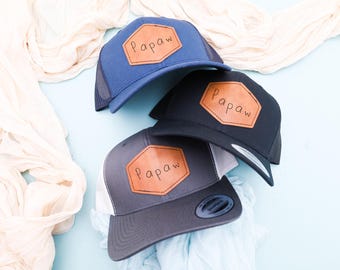 Custom Handwritten Note Hat, Custom Kid Writing Hat, Gift for Dad, Gift for Him, Handwritten Hat, Leather Patch Hat, Gift for Grandpa