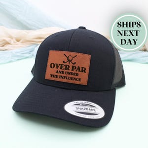 Golf Dad Hat, Funny Golf Gift, Golf Lover Present, Golfing Papa Cap, Father&#39;s Day Golf Hat, Custom Leather Patch Trucker