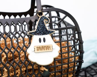 Halloween Ghost Name Tag – Personalized Trick-or-Treat Bag Charm