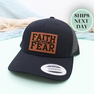 Faith Over Fear Trucker Hat, Christian Baseball Cap, Religious Gift, Mens Mesh Hat, Spiritual Apparel, Christian Dad Hat, Faith Gift
