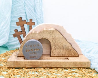 Empty Tomb Easter Resurrection Display, Jesus Tomb Decoration, Empty Tomb Easter decoration, He is Risen Display, Religious Easter Decor