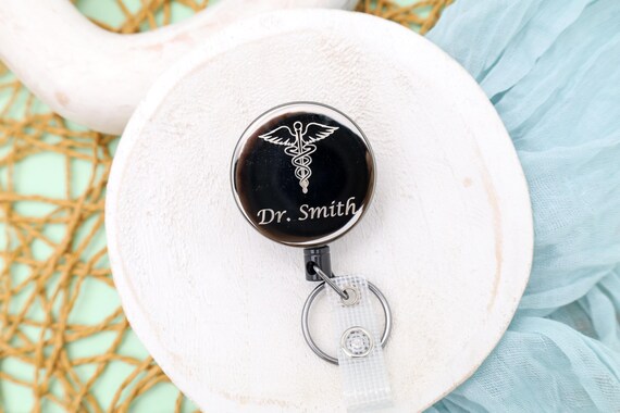 Retractable Metal Badge Reel, Caduceus Medical Badge Holder, Coworker Gift, Badge Reel, Nurse Badge Holder, Doctor's Day Gift, RN Gift Idea