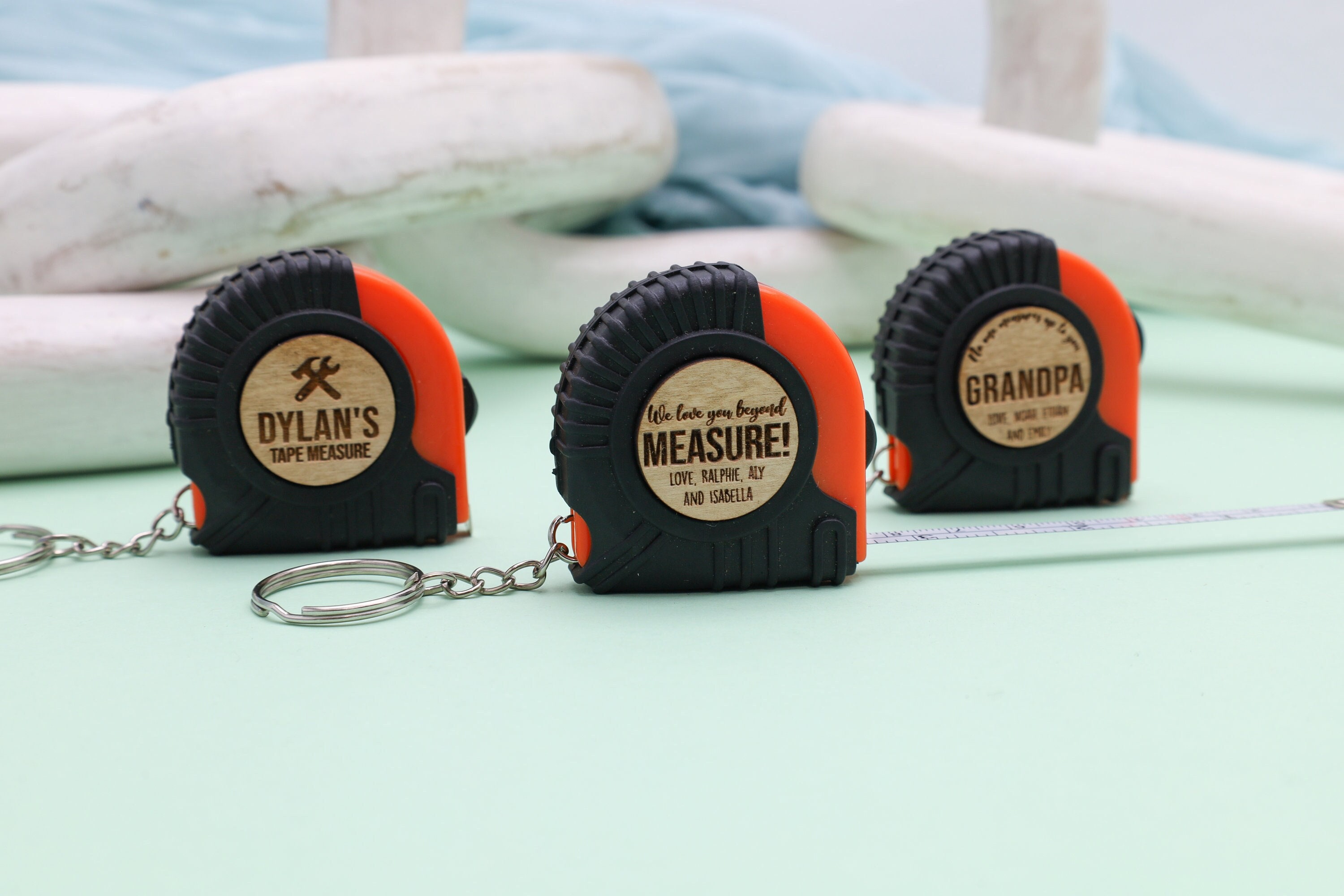 Kigeli 50 Pcs Mini Measuring Tape Keychains - 6ft/2M Retractable Tape Measure With Slide Lock (Blue)