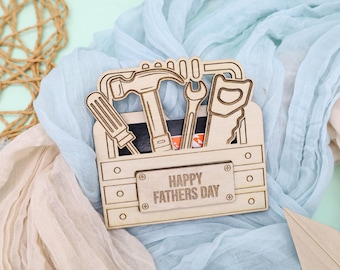 Personalized Toolbox Gift Card Holder, Toolbox Gift for Dad, Father's Day Gift From Kids, Gifts for Him, Toolbox Card Holder, Custom Gift