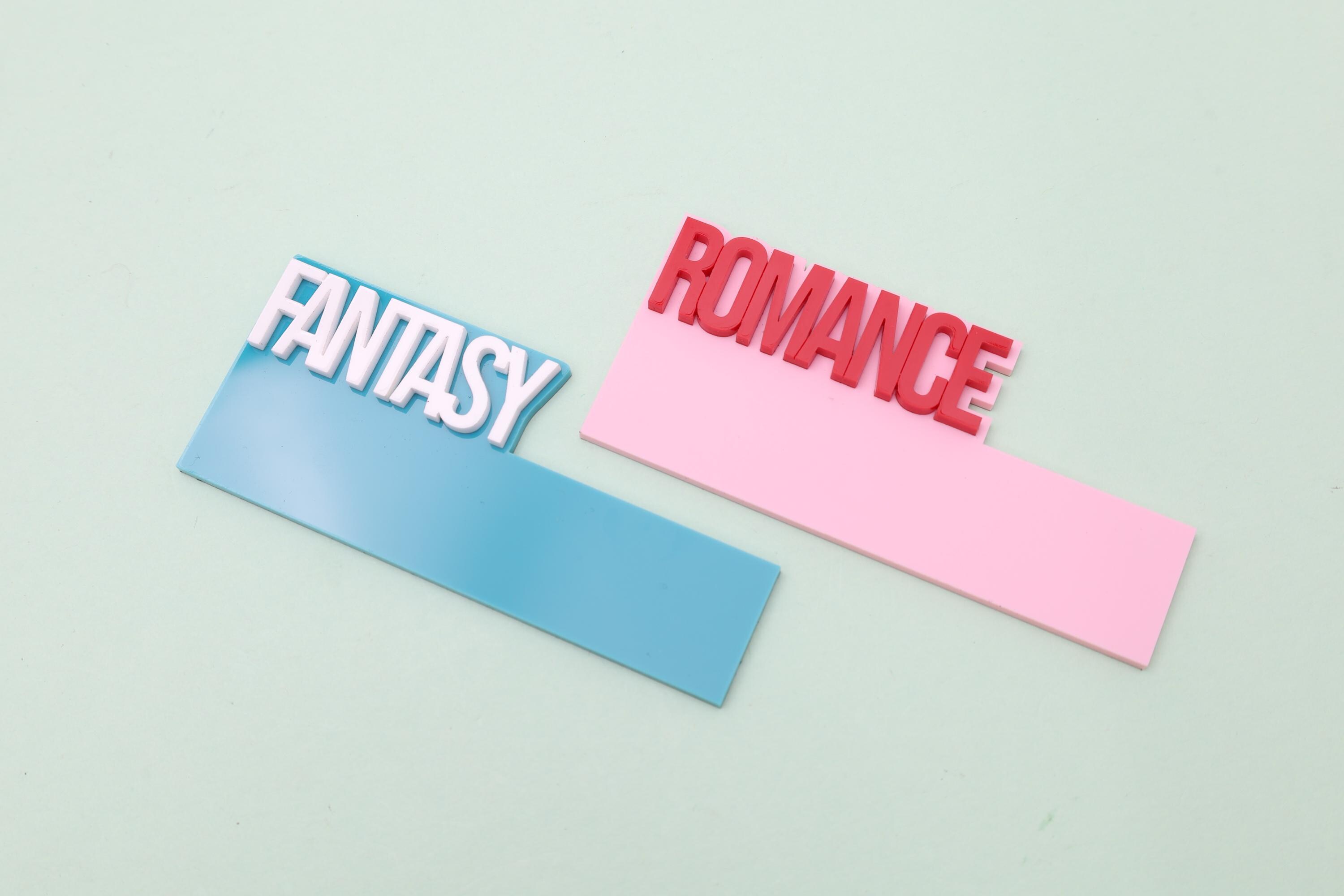 Personalized Acrylic Book Shelf Dividers, Horizontal Genre Organizers ...