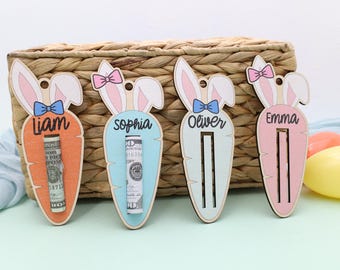 Personalized Carrot Easter Tag,Carrot Easter Money Holder,Easter Basket Name Plate,Bunny Money