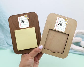 Personalized Sticky Note Holder, Teacher Appreciation Gift, Nurse Desk Accessory, Office Organizer, Custom Name Note Holder