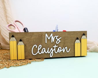 Teacher Desk Organizer, Teacher Desk Basket, Back to School Teacher Gifts, Teacher Name Desk Pencil Holder Decor, Teacher Appreciation Gifts