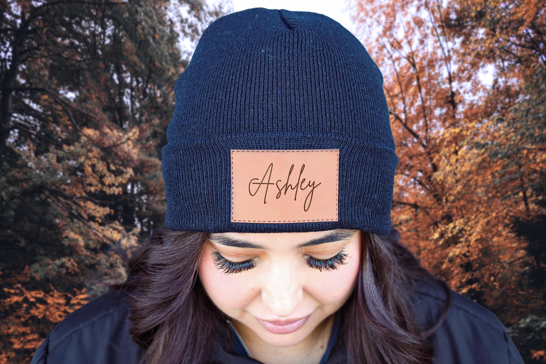 Leather Patch Beanie - Etsy