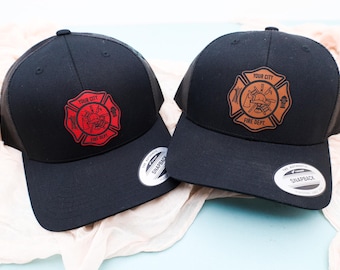 Fireman Hat,Personalized Firefighter Gift,Gift for Him,Fire Chief Gift,Gift for Husband,Fathers Day Gift,Firefighter Dad,Fire Station Gift