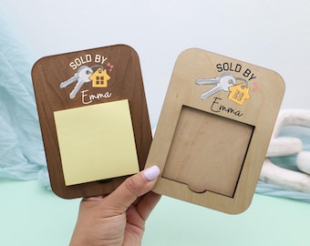 Real Estate Agent Sticky Note Holder, Realtor Office Decor, Closing Day Keepsake, New Homeowner Gift, Broker Present, Agent Desk Accessory