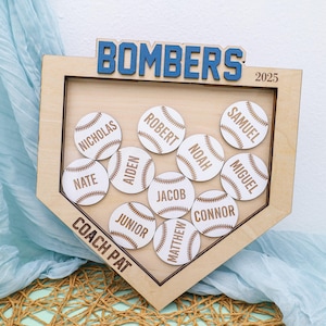 Custom Baseball Team Sign, End of Season Gift, Coach Thank You Plaque, Unique Coach Gift, Custom Name Sports Sign, Wooden Team Keepsake