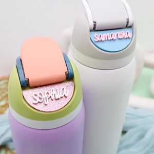 Owala FreeSip Lid Topper, Personalized Name Plate, Compatible with Owala Water Bottle, Tag for Owala Kids, Cup Accessory, Gifts for Her