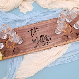 Personalized Tequila Flight Board,Wedding Gift,Custom Flight Board,Housewarming Gift,Bridal Shower Gift,Gift for Tequila Lover,Couples Gift