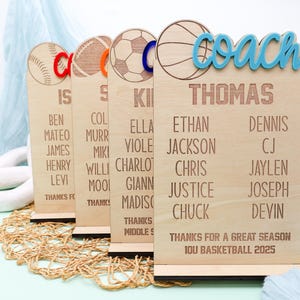 Custom Wooden Coach Sign, End of Season Sports Coach Gift, Personalized Team Plaque, Coach Appreciation Gift, Custom Team Appreciation Gift