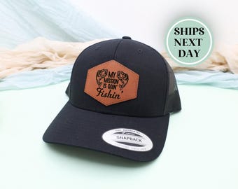Fishing Hat, Funny Fishing Cap, Husband Gift, Fisherman Gift, Birthday Gift, Father's Day Gift, Custom Trucker Hat, Leather Patch Hat