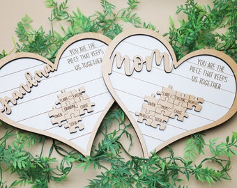Mom Heart Puzzle, Grandma Heart Puzzle, Mom You Are The Piece that Holds Us Together, Mother's day gift, Custom mom gift, Gift for Grandma