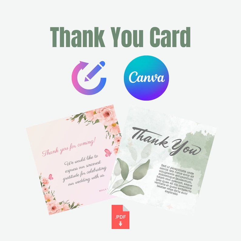 Editable, Modern and Handy Canva Thank You Cards - Etsy