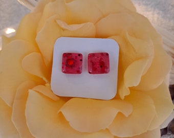 Raspberry Red Stud Earrings