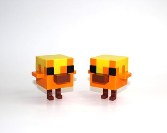 Minecraft Inspired Baby Chicken Desk Figurine – Gamer Gift & Decor