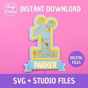 Mouse Cake Topper SVG Template: Mickey First Birthday (Digital Files for Cricut & Silhouette)