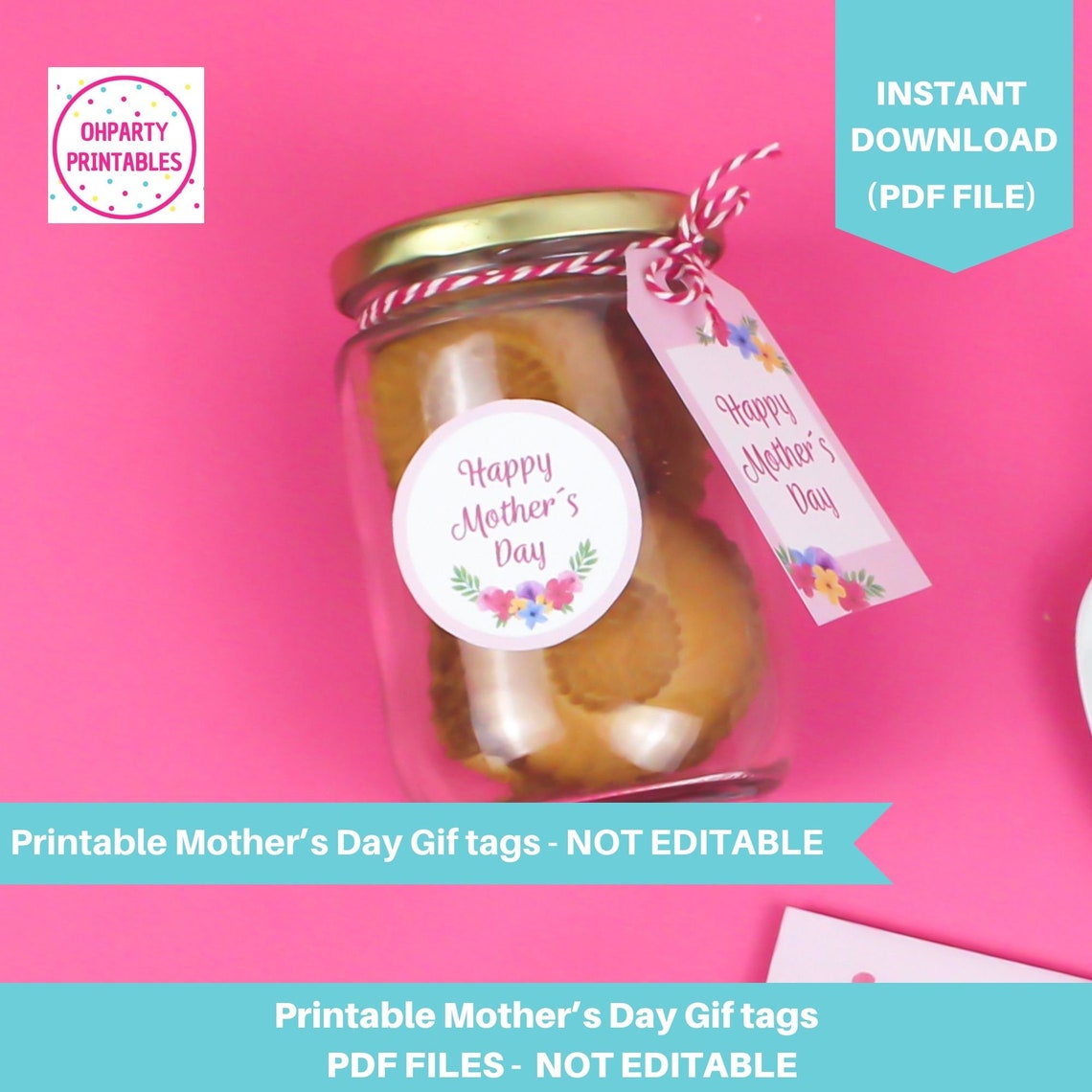 Mother's Day Tag Printable, Printable Mother's Day Gift Tag, Happy ...