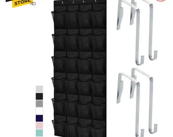 Slip Resistant Breathable Space Saving Mesh Large 24 Pocket Shoe Organizer, Up to 40 Pounds, Over the Door, Sturdy Closet Storage Rack