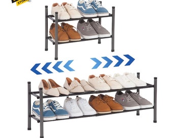 Expandable Shoe Rack, Stackable Shoe Rack for Closet, Small Shoe Rack Organizer for Entryway,Adjustable Shoe Rack for Garage,Shoe Rack