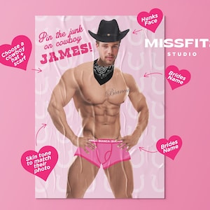Cowboy personnalisé Pin The Junk On The Hunk Pin The Pecker Bach Party Groom Poster Jeu Cowgirl