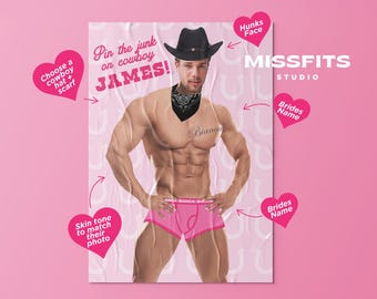 Custom Cowboy Pin The Junk On The Hunk Pin The Pecker Bach Party Groom Poster Game Cowgirl Theme
