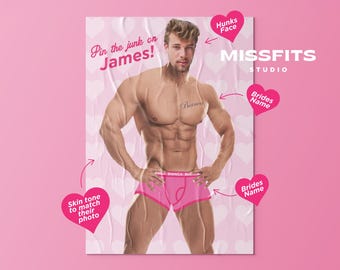 Custom Pin The Junk On The Hunk Pin The Pecker Bach Party Groom Poster Game