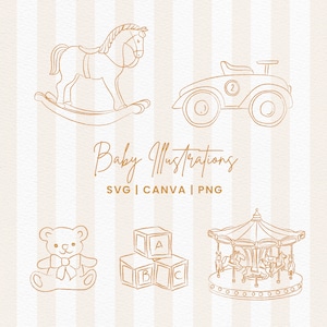 Digitale download//baby speelgoed SVG, baby lijntekeningen, cutfile voor Cricut, PNG, baby graphics voor uitnodiging, illustratie, lijntekening uitnodigen